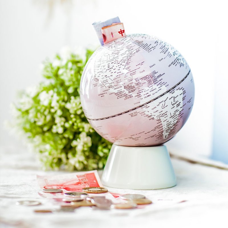 SkyGlobe 5-inch Piggy Bank Globe (English Version) / 3 colors - กระปุกออมสิน - พลาสติก หลากหลายสี