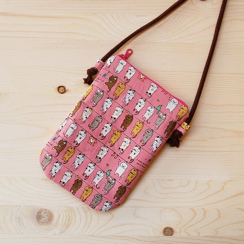 Sun cat phone bag _ powder - Messenger Bags & Sling Bags - Cotton & Hemp Pink