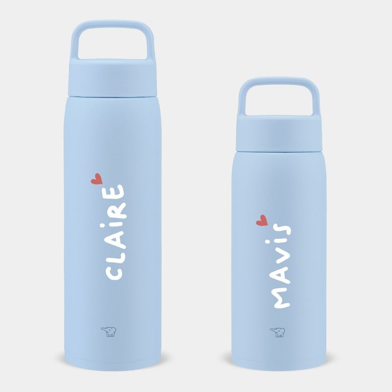 【客製化禮物】愛心 英文名 大容量象印保溫瓶 800/1000ml PU007 - 保溫瓶/保溫杯 - 不鏽鋼 藍色