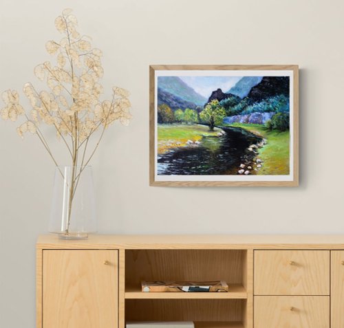 山の絵画油原画風景油畫原作アートワークキャンバスアート