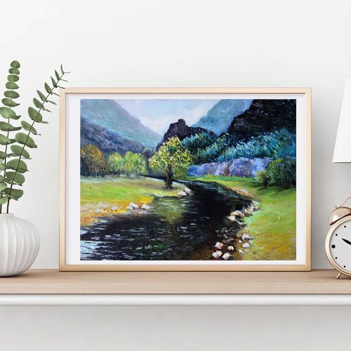油絵　風景画　山　キャンバス Amazon.co.jp: 油絵のオリジナル風景画 30 点、自然キャンバス