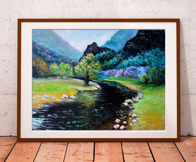 山の絵画油原画風景油畫原作アートワークキャンバスアート