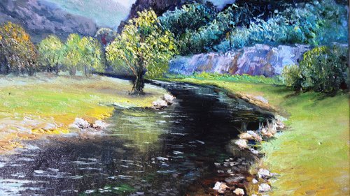 油絵　風景画　山　キャンバス 山の絵画油原画風景油畫原作アートワークキャンバスアート