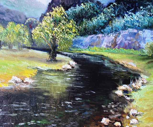 #油絵　#風景画　#山　一点もの　キャンバス　#ロッキー山脈 Amazon.co.jp: 油絵のオリジナル風景画 30 点、自然キャンバス
