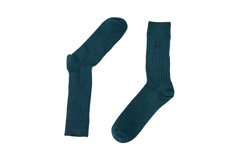 多色經典刺繡羅紋紳士襪 湖水綠 - 西裝襪/紳士襪 - 棉．麻 綠色
