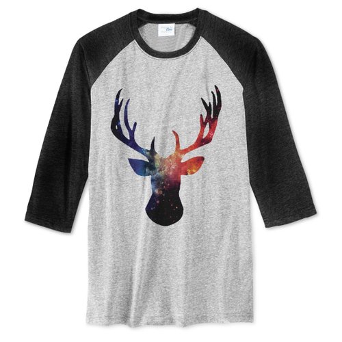 hipster Cosmic Stag【現貨】中性七分袖T恤 灰黑色 鹿 宇宙 平價 時尚 設計 自創 品牌 銀河系 時髦 圓 三角形