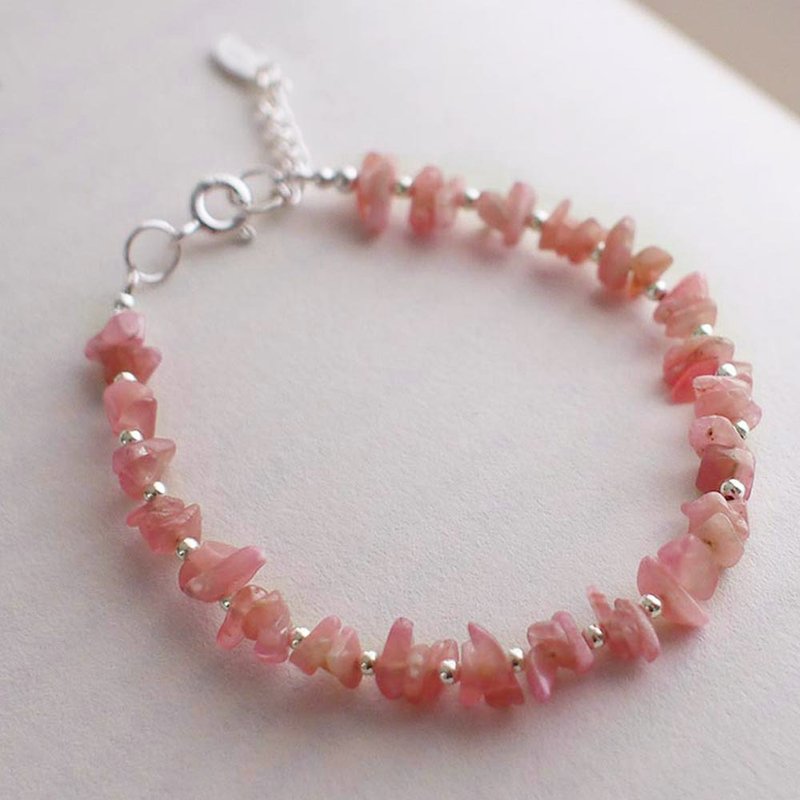 Inca Rose Sterling Silver Bracelet (Stone) | Peach Blossom Charisma Energy Crystal Rhodochrosite Gift - Bracelets - Semi-Precious Stones Pink