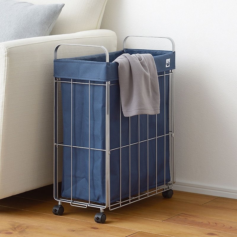Japanese squ+ SUN&WASSER wire folding laundry basket/storage basket (with wheels)-45L-multiple colors available - Bathroom Supplies - Other Metals Blue