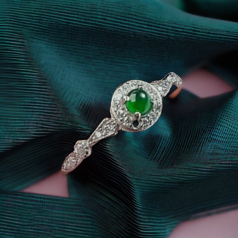 Bingzhong Laokeng Green Jade Egg Face Design Ring 925 Silver| Natural Grade A Jade | Gift - แหวนทั่วไป - หยก สีเขียว