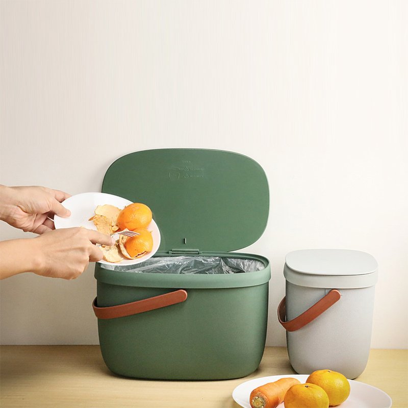 QUALY Food Recycling Bin (3.5L&7L) (Grey/Green) - กล่องเก็บของ - วัสดุอีโค ขาว