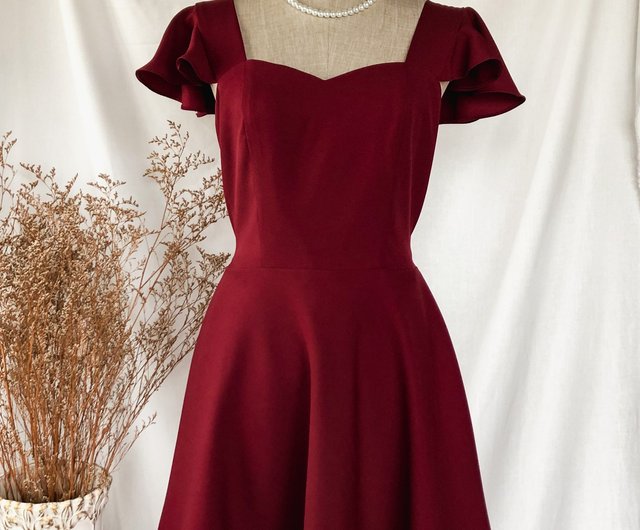 Olivia Burgundy Dress Wedding Red Party Dress Women Clothing Bridesmaids Dress Shop Ameliadress One Piece Dresses Pinkoi