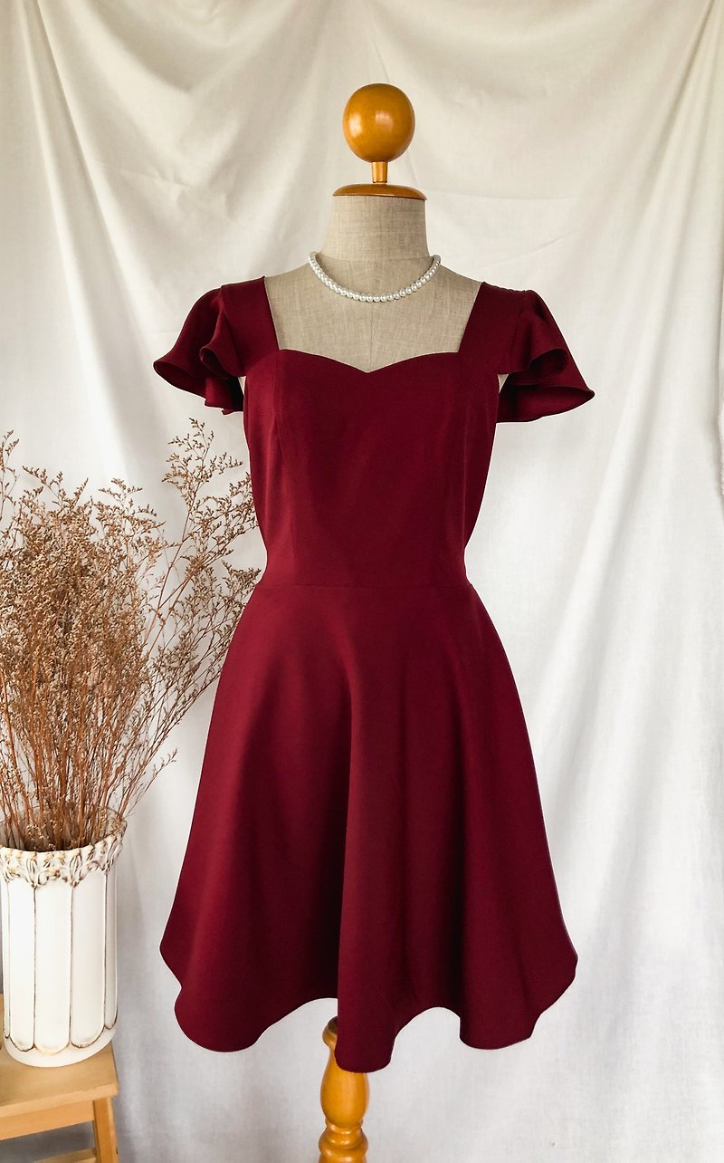 Olivia - burgundy dress wedding red party dress women clothing bridesmaids dress - One Piece Dresses - Polyester Red