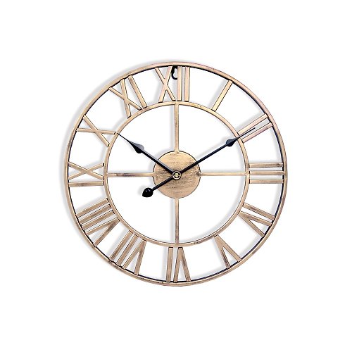 iINDOORS英倫家居 鐵製設計時鐘 仿鏽黑針40cm 台製機芯 羅馬數字 鐵藝鐘 簡約