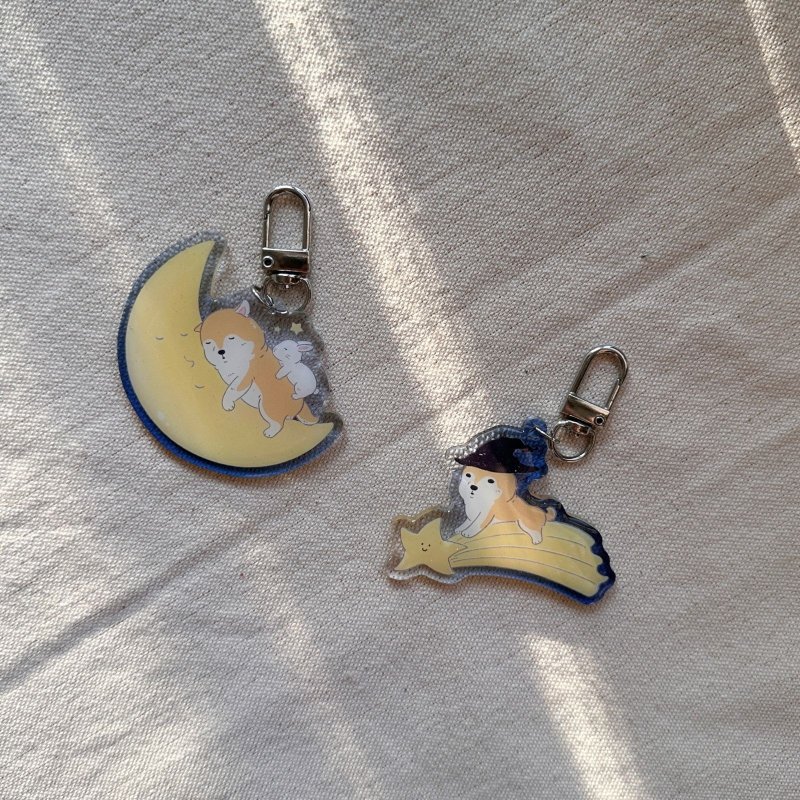 Starry Gradient Acrylic Acrylic Pendant/Keychain - พวงกุญแจ - อะคริลิค สีน้ำเงิน