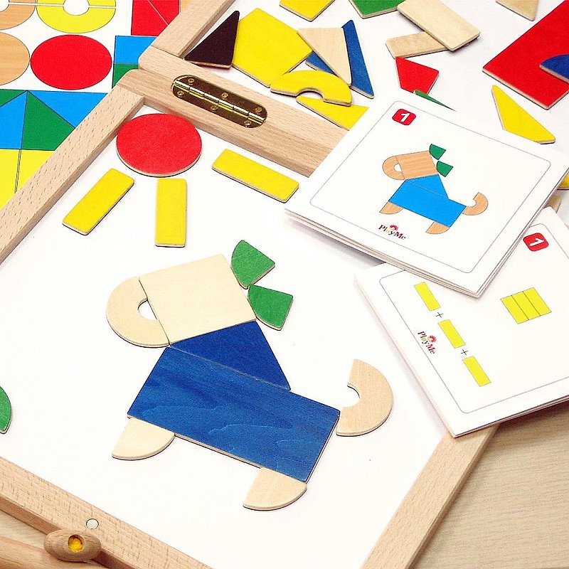 Variety School Bag-Colored Geometric Shape Magnetic Wood Chips - ของเล่นเด็ก - ไม้ สีเขียว