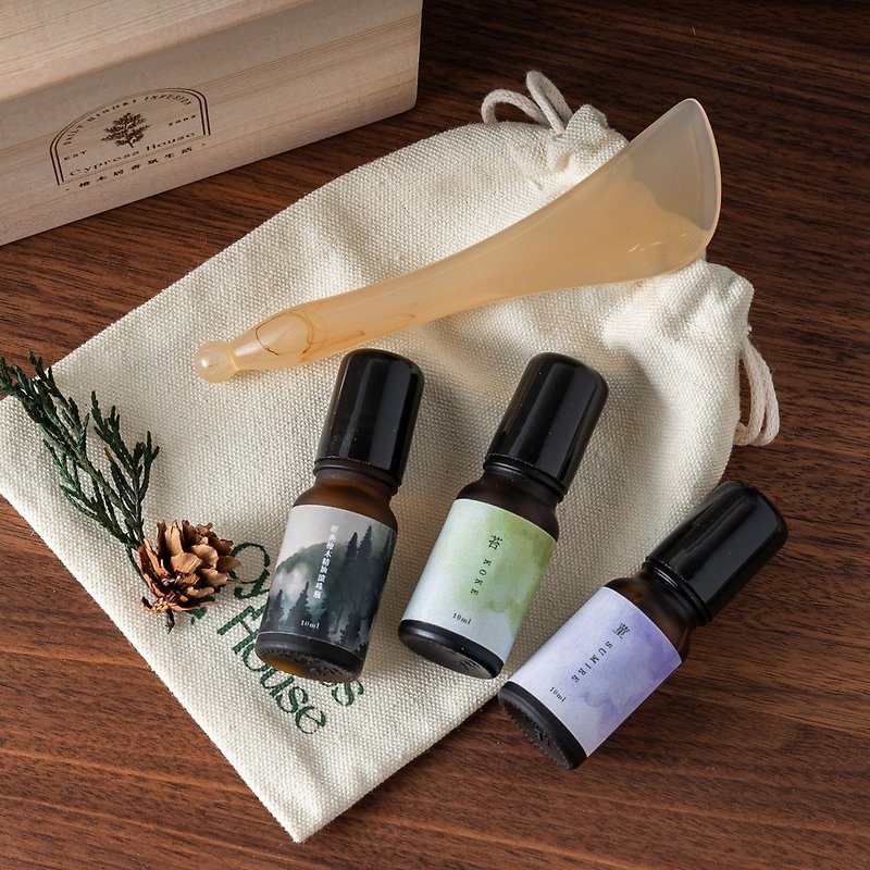 Brain decompression / head and neck tendon stick + cypress essential oil rolling ball bottle massage gift box meridian and acupoint massage - Fragrances - Essential Oils Khaki