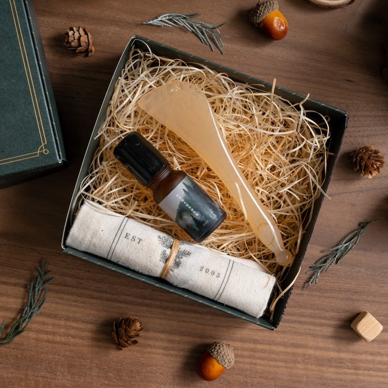 【快速出貨】 大腦解壓 頭頸撥筋棒精油滾珠瓶按摩禮盒 附紙袋 - 香氛/精油/擴香 - 精油 卡其色