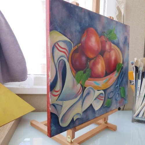 水彩画　買い物　パン　果物　りんご　絵　アート　絵画　美術　インテリア il_fullxfull.5738754803_a2x9.jpg