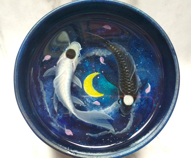 陰陽鯉の星の夜空3D樹脂塗装手描きの不滅の魚をカスタマイズすることができます - ショップ Serene Life Art 置物 - Pinkoi