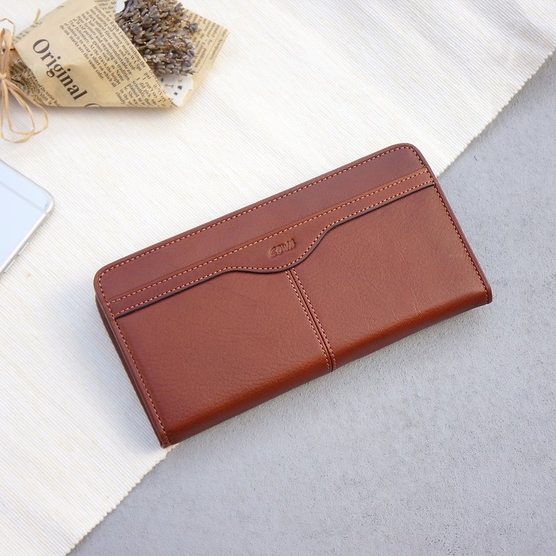curve long clip - Wallets - Genuine Leather Brown