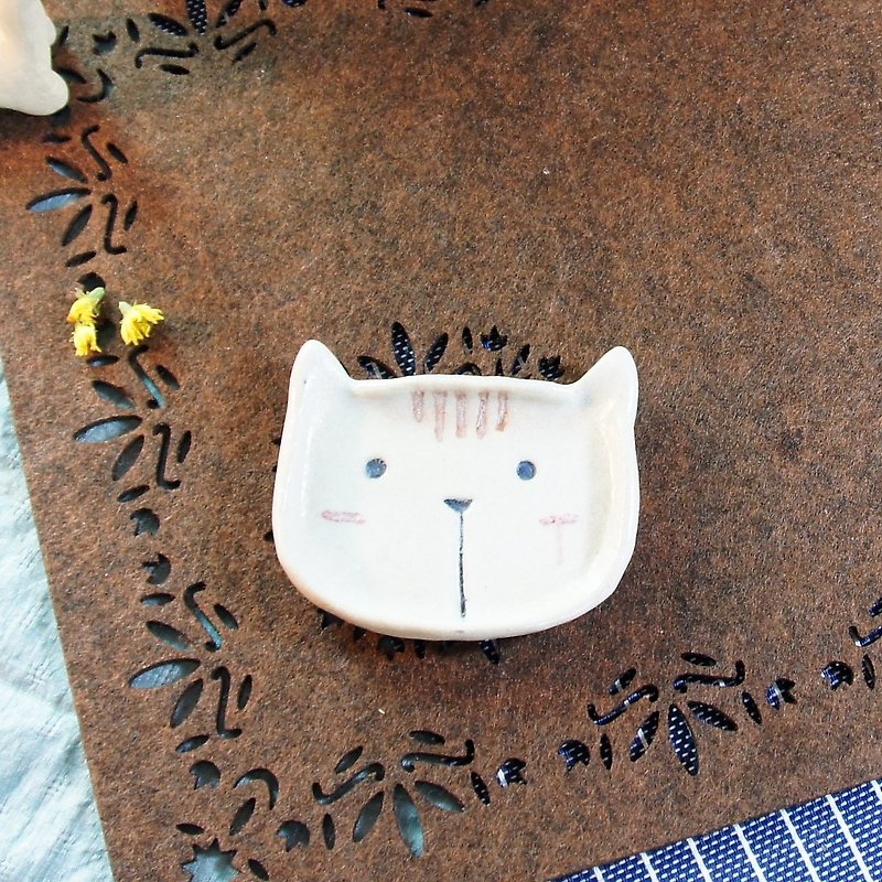 Little cats - จานเล็ก - ดินเผา ขาว