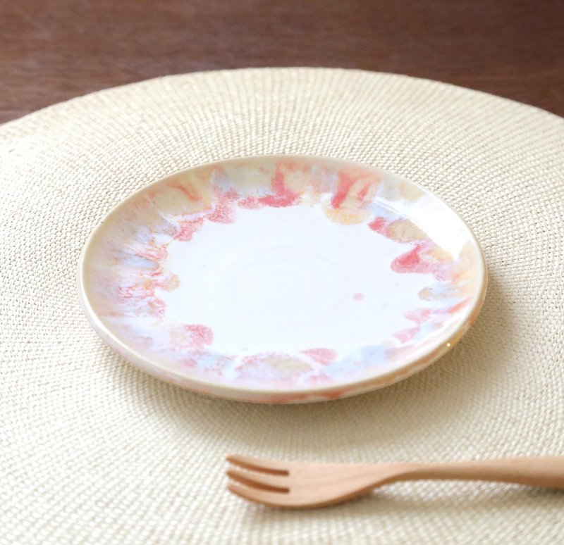 秋色模様の中皿 - 盤子/餐盤/盤架 - 陶 紅色