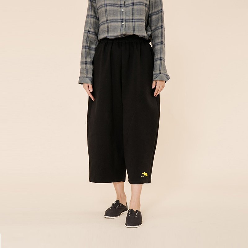 BUFU unisex wide-leg pants for autum&winter P170610 - กางเกงขายาว - ผ้าฝ้าย/ผ้าลินิน สีดำ