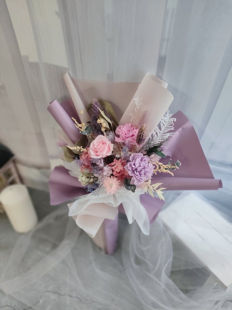 永生康乃馨花束- 粉紫 韓式不凋花束畢業 老師禮物 - 乾燥花/永生花 - 植物．花 粉紅色