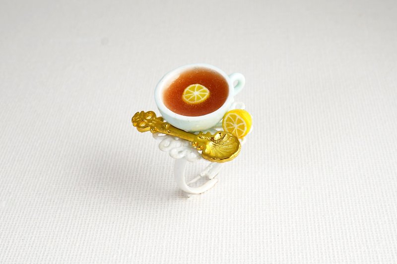 ＋レモンティー・・・手作りのやわらかい粘土低温泥ポリマー粘土レモン紅茶リング