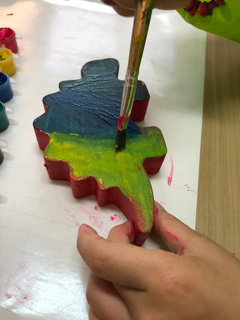 Stegosaurus-Painted building blocks DIY material package - วาดภาพ/ศิลปะการเขียน - ไม้ สีนำ้ตาล