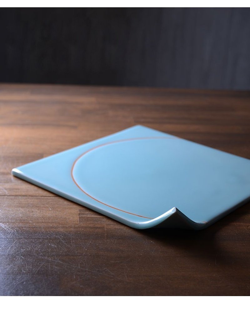 暮暮 青白磁Square Plate - 小皿 - 陶器 ブルー