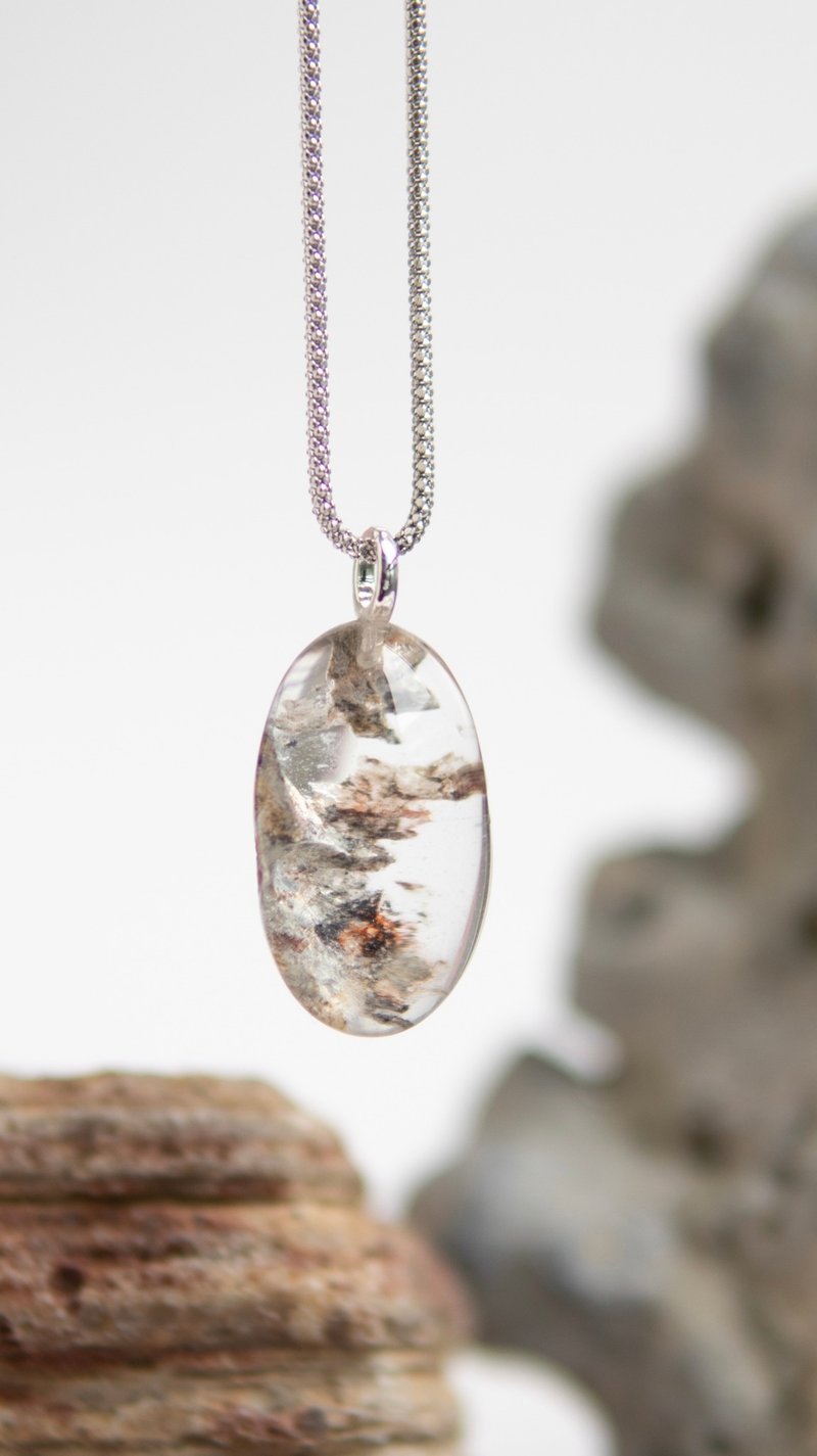 彩幽靈白水晶 銀項鏈 - 項鍊 - 水晶 