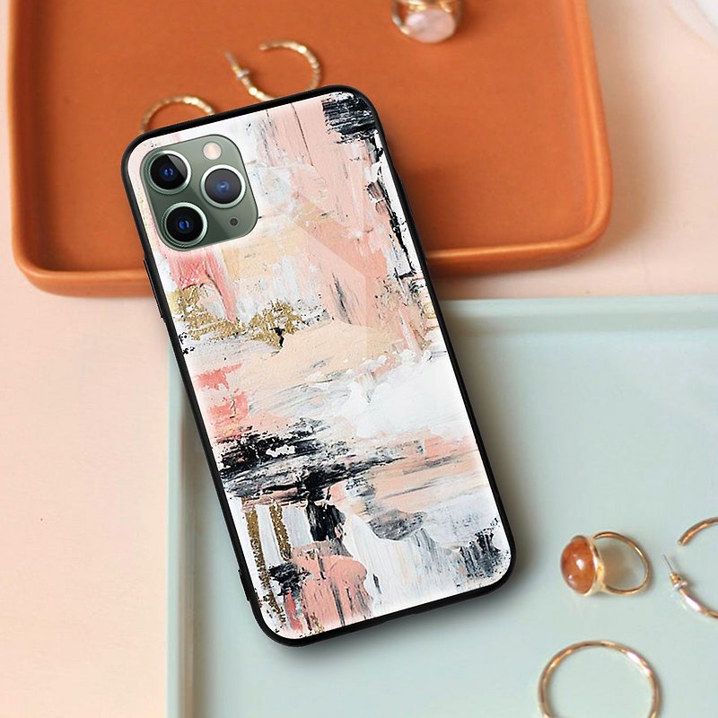 Oil Paint Pink Glossy mobile phone case iPhone 13 14 Pro XR Max Samsung Huawei - Phone Cases - Plastic Pink