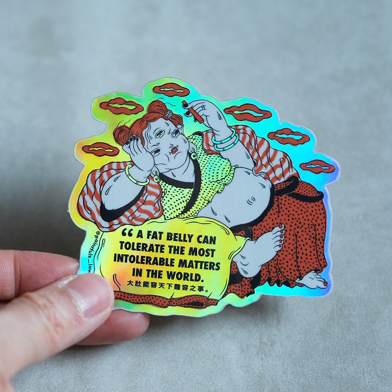 [Double-sided illustrations can also be used as bookmarks] Fei Mei motto rainbow laser reflective stickers - Stickers - Waterproof Material Multicolor