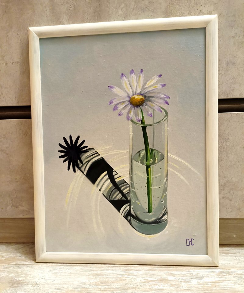 Painting oil flower painting of frame flower in a vase  handmade painting  裝飾畫 - 海報/掛畫/掛布 - 其他材質 多色