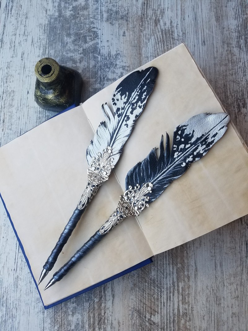 ballpoint pen,leather feather pen,wedding pen,dip pen,gift,gel pen,cosplay - 原子筆/中性筆 - 真皮 多色