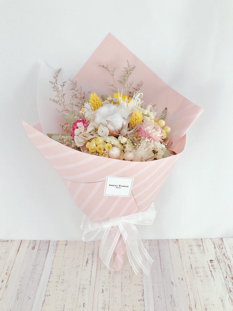 Warm sunny dry bouquet, custom bouquet dry flower cotton - Dried Flowers & Bouquets - Plants & Flowers Pink