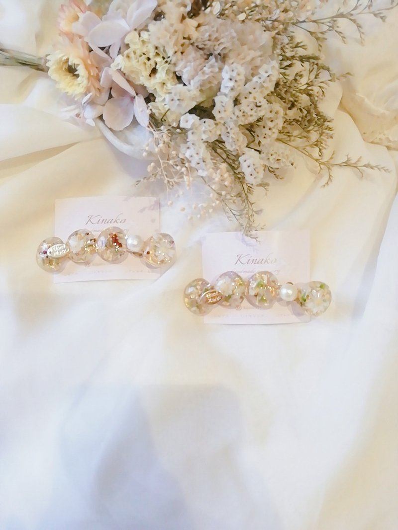 circle hair clip use cotton pearl 設計館 kinako100622 髮飾 Pinkoi