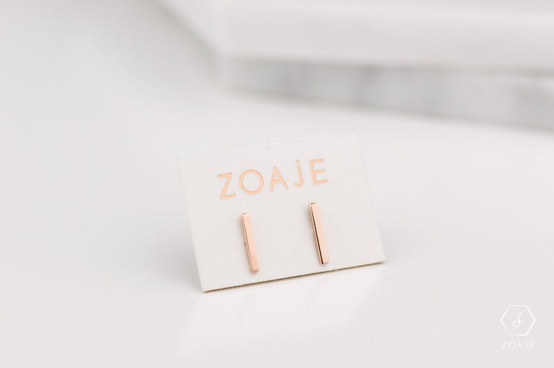Zoaje MONACO耳釘 14k玫瑰純金 簡約 - 耳環/耳夾 - 其他金屬 粉紅色