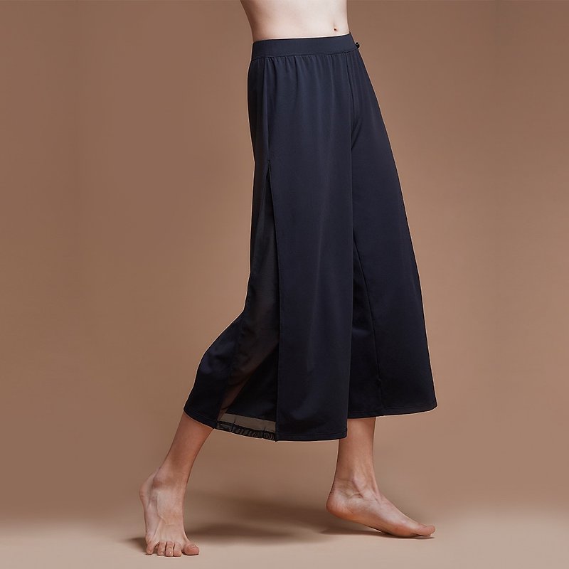 [MACACA] Bohemian Yoga Wide Pants-BQE8053 Black - Women's Yoga Apparel - Nylon Black