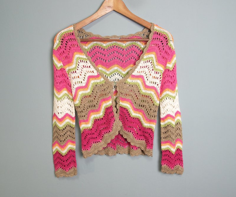 FOAK Ancient Italian Marella Tropical Fish Crocheted Jacket - Women's Casual & Functional Jackets - Polyester Multicolor