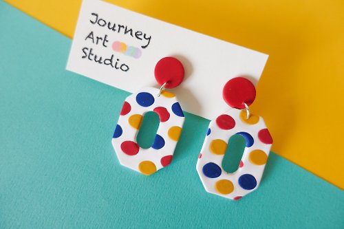 藝途工作室 journey studio 頑系列- 彩色點點手工軟陶耳環