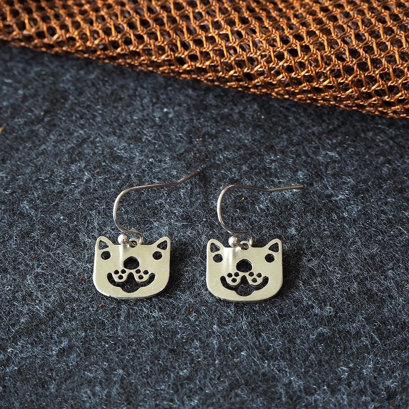 Lovely dog stainless steel earrings - ต่างหู - สแตนเลส สีเงิน