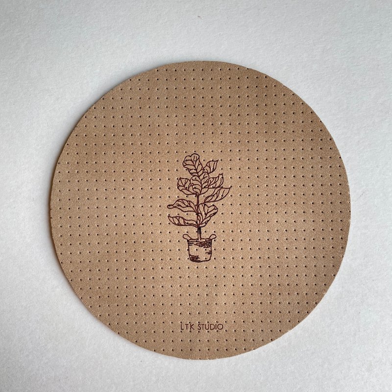 Plant 素皮革植物雷雕滑鼠墊 - 琴葉榕 - 滑鼠墊 - 人造皮革 