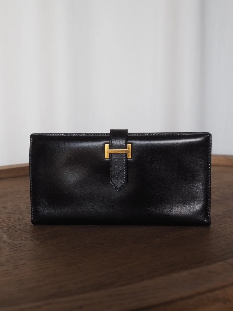 HERMÈS Bearn Classic 長夾 愛馬仕 べアン・クラシック 皮夾 黑色 金色 古董 - 銀包 - 真皮 黑色