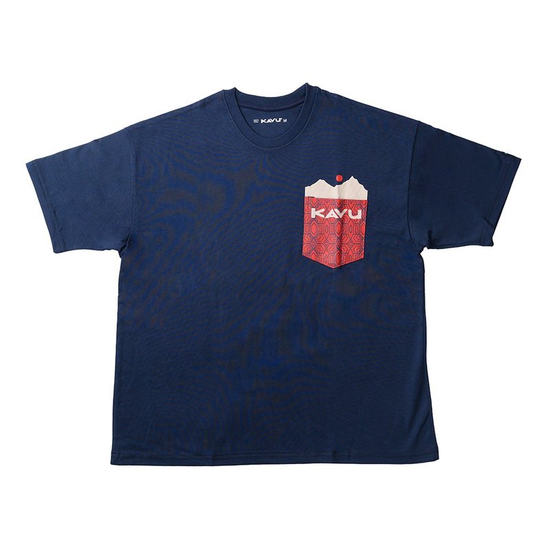 【西雅圖 KAVU】WILD SIDE 台灣花草寬版短T 紅龜糕山 #KTW005 - 男 T 恤 - 其他人造纖維 藍色
