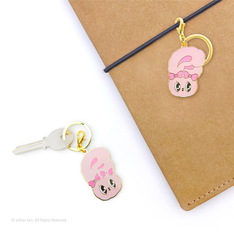 JzFun / Esther Bunny Esther Bunny Metal Charm Key Ring (Smiling Face) - ที่ห้อยกุญแจ - วัตถุเคลือบ หลากหลายสี