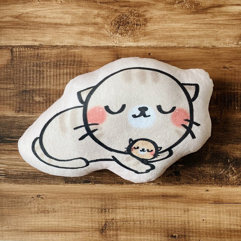 [Little Bear Doll] A little cat pillow happy good afternoon pillow - Pillows & Cushions - Polyester Gray