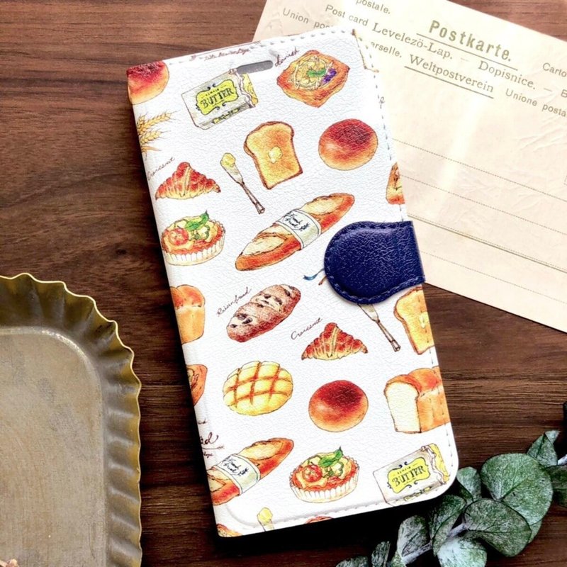 Bread手帳型スマホケース　iPhone　Android各種　パン - 手機殼/手機套 - 人造皮革 咖啡色
