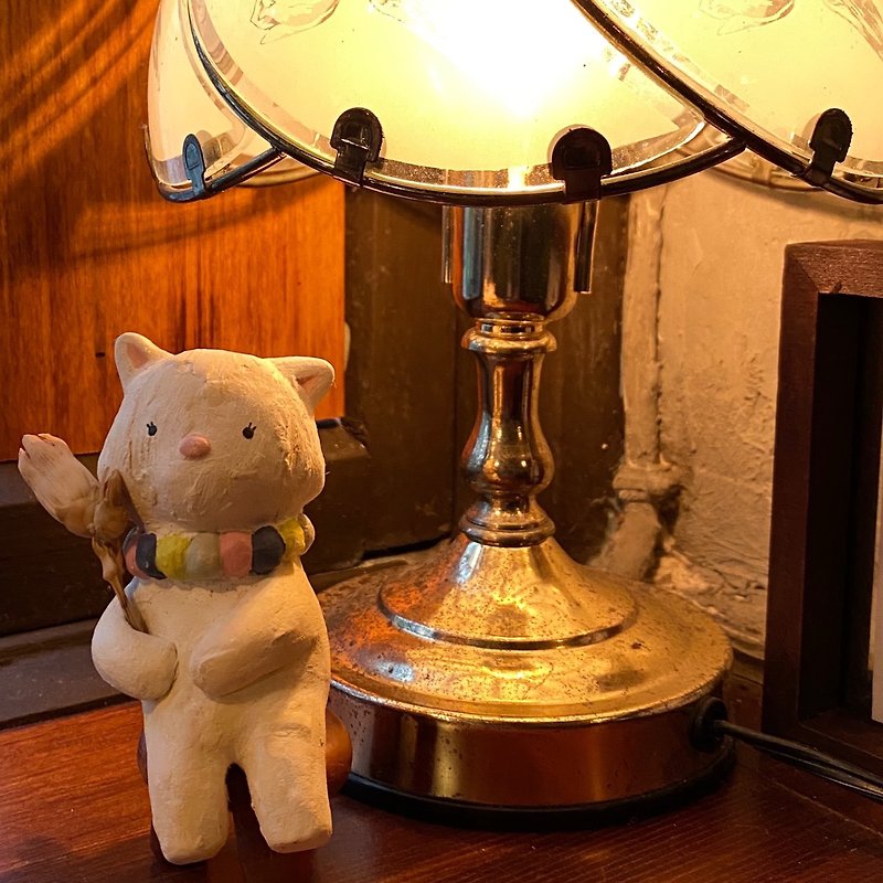 [Original hand-made] Daisy the cat who sends blessings - Japanese stone dust doll - ตุ๊กตา - ดินเหนียว ขาว